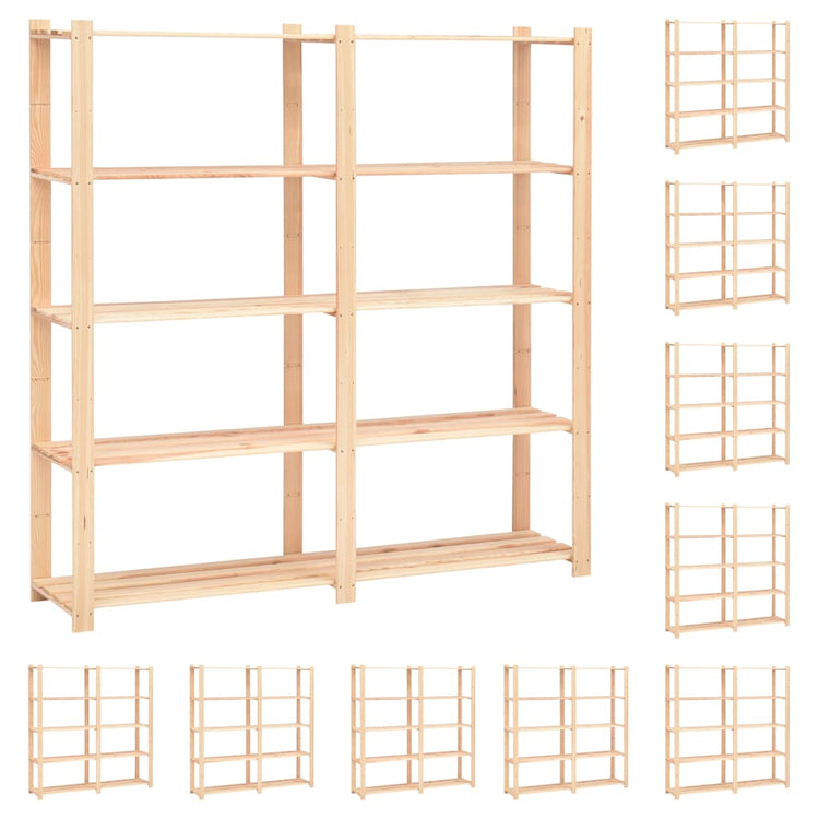 Racks de stockage Vidaxl 5 couches 10 PCS 170x38x170 cm Bois de pin 500 kg