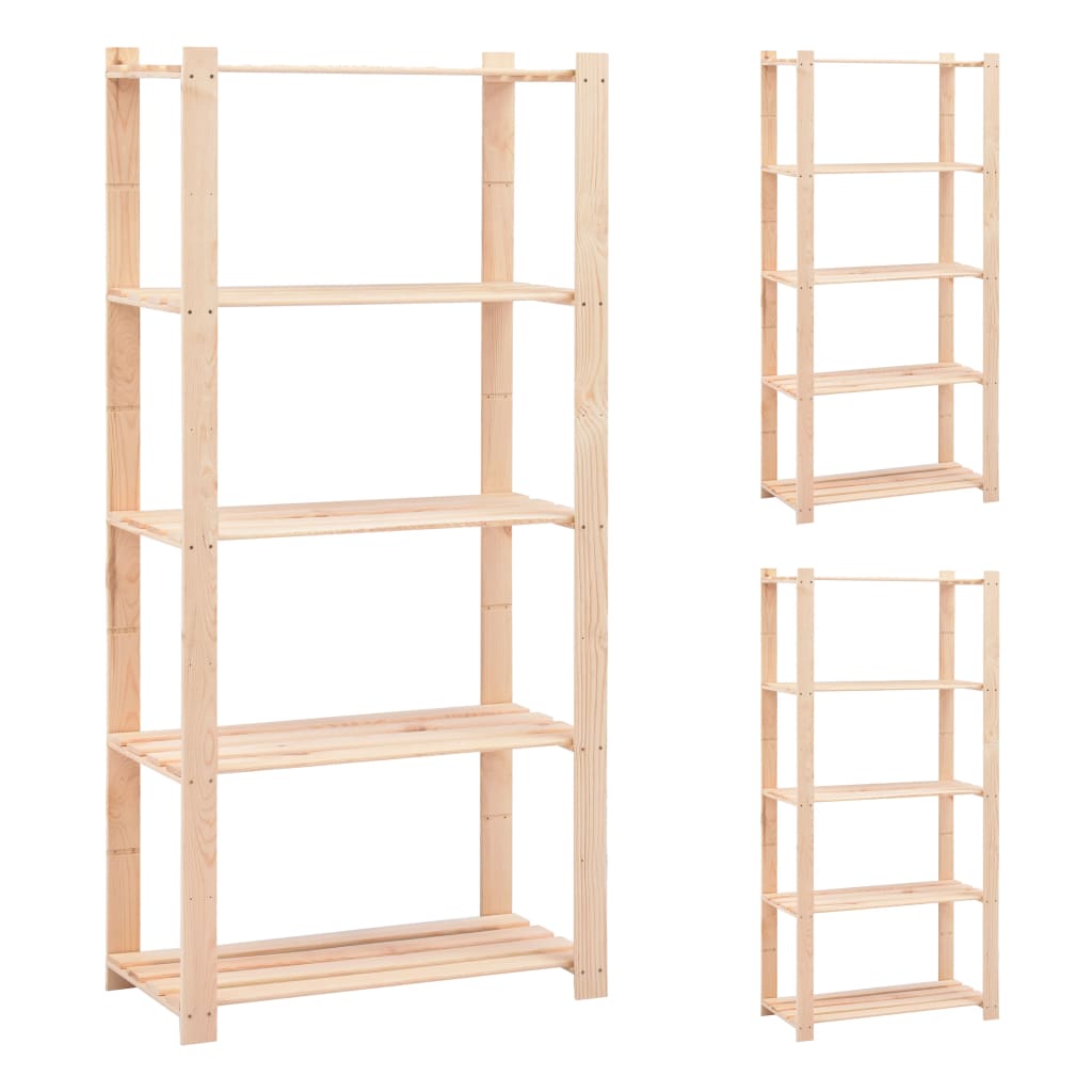 Racks de rangement Vidaxl 5 couches 3 ST 80x38x170 cm Bois de pin 250 kg