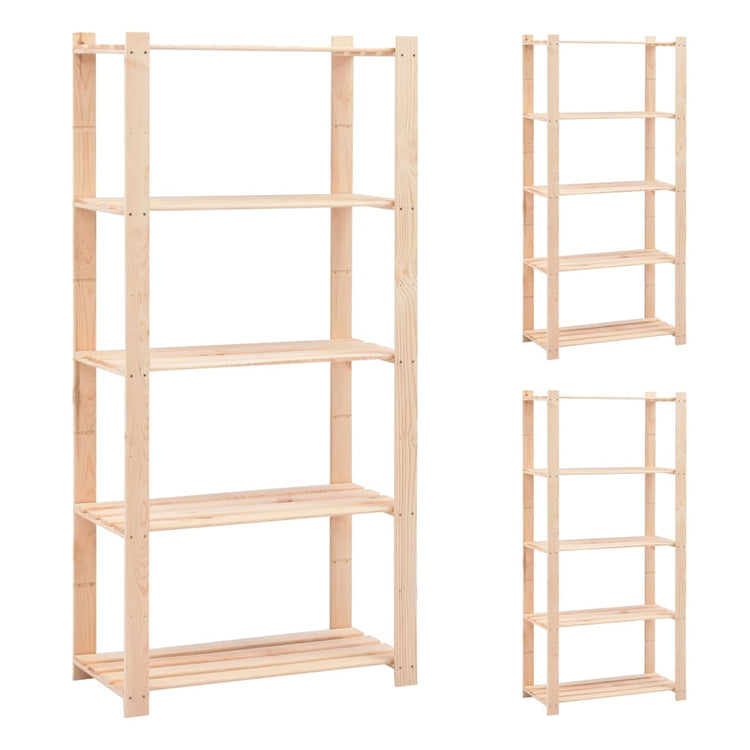 Racks de rangement Vidaxl 5 couches 3 ST 80x38x170 cm Bois de pin 250 kg