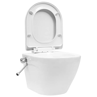 Vidaxl suspendu aux toilettes sans bordure avec fonction bidet blanc céramique blanc