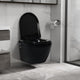 Vidaxl suspendu aux toilettes sans bordure avec fonction bidet en céramique noir