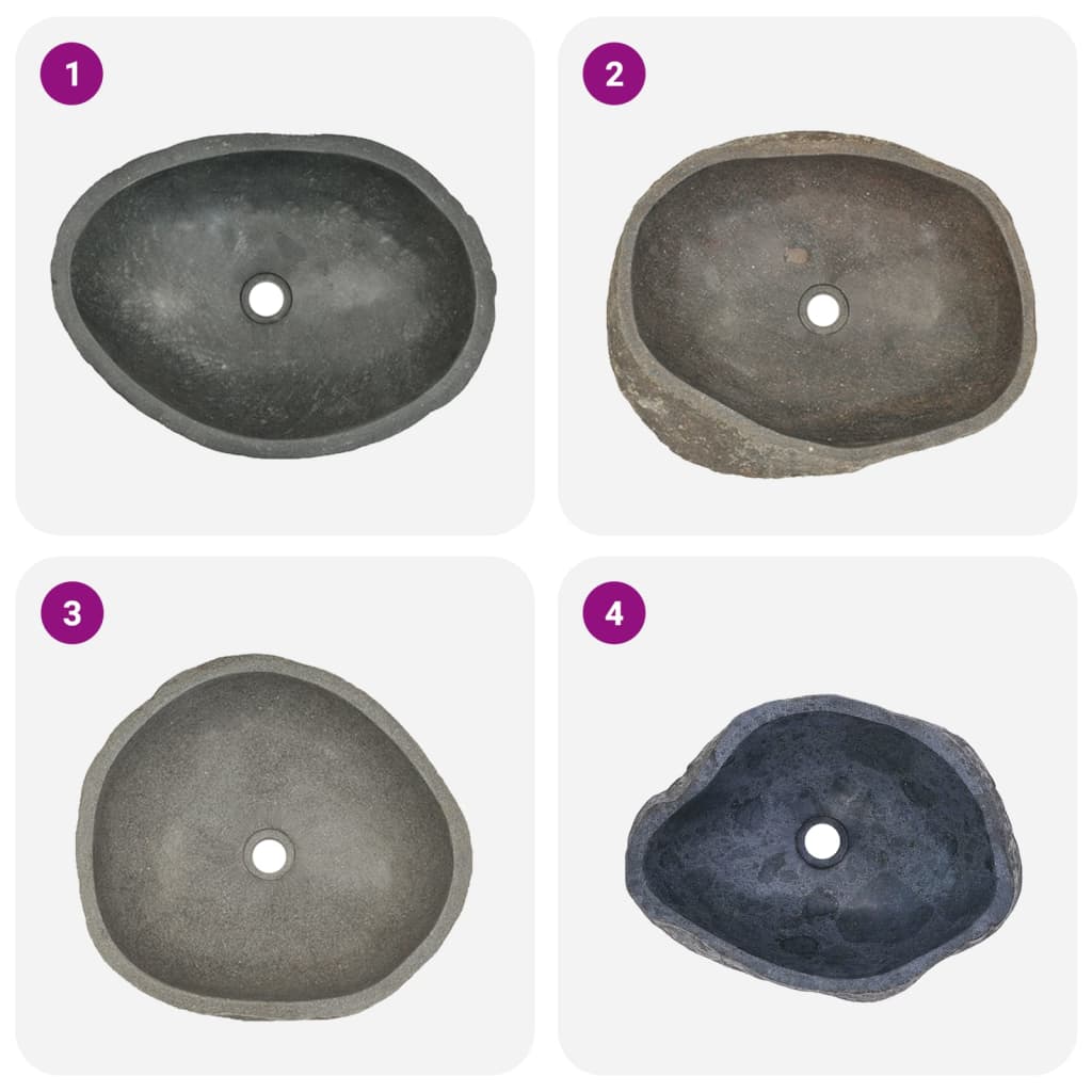 Vidaxl lavabo ovale (45-53) x (34-41) cm Stone de la rivière