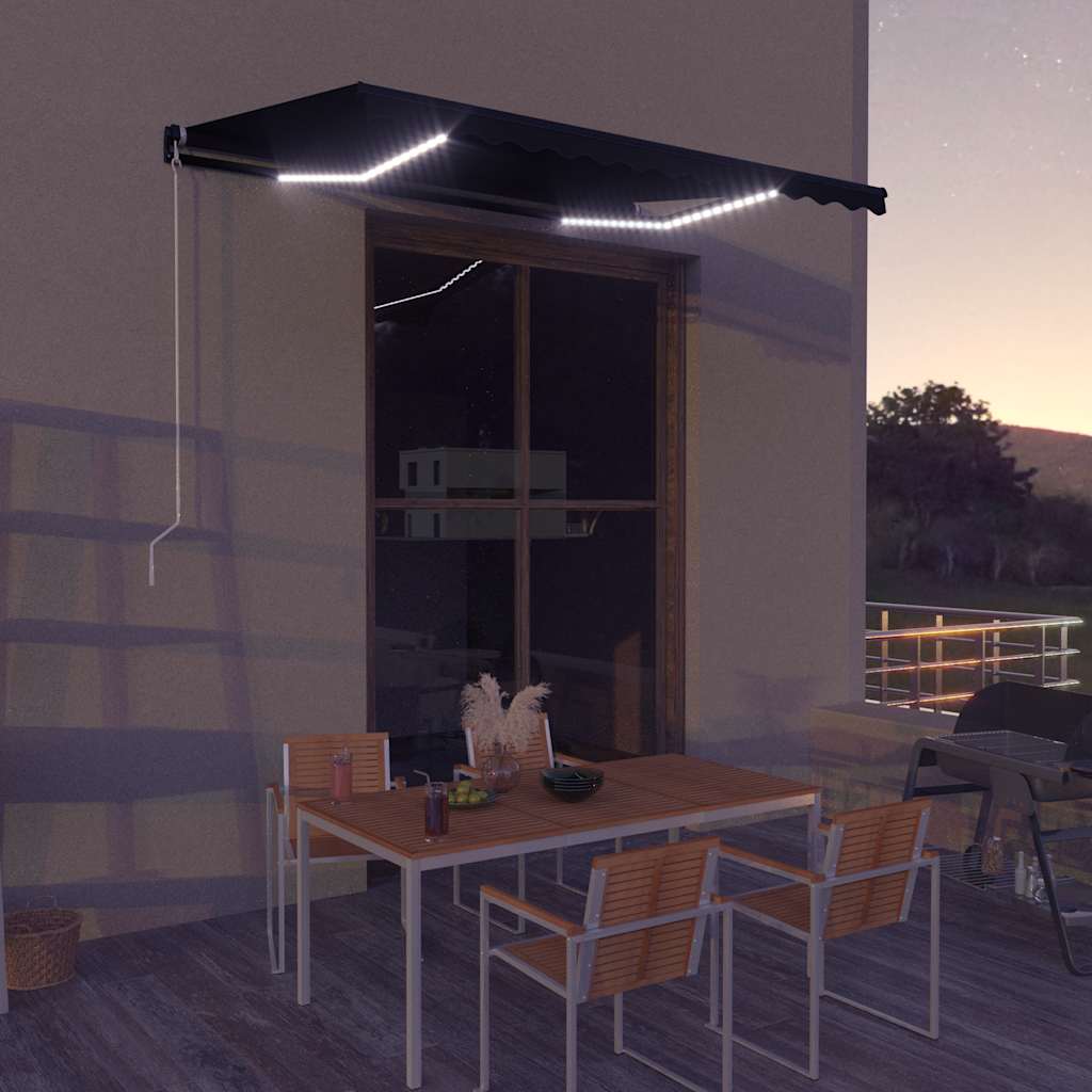 Vidaxl luifel extensible manuellement avec LED 350x250 cm anthracite