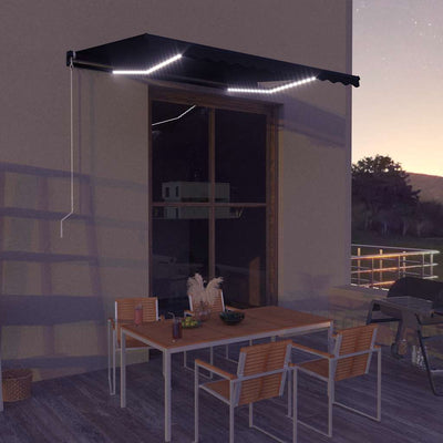Vidaxl luifel extensible manuellement avec LED 350x250 cm anthracite