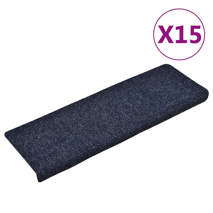 Vidaxl Stair Mats 15 st 65x21x4 cm aiguille en feutre bleu