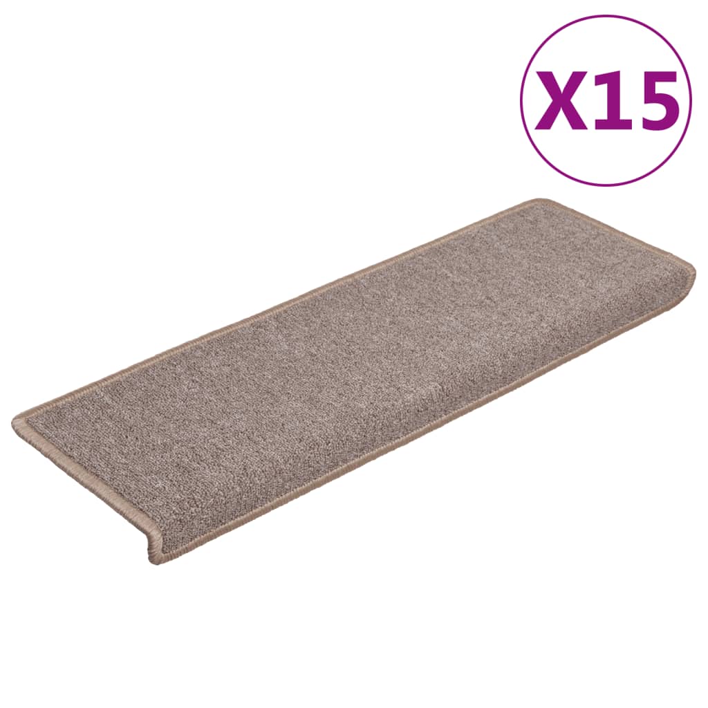 Mattes d'escalier Vidaxl 15 st 65x21x4 cm brun clair