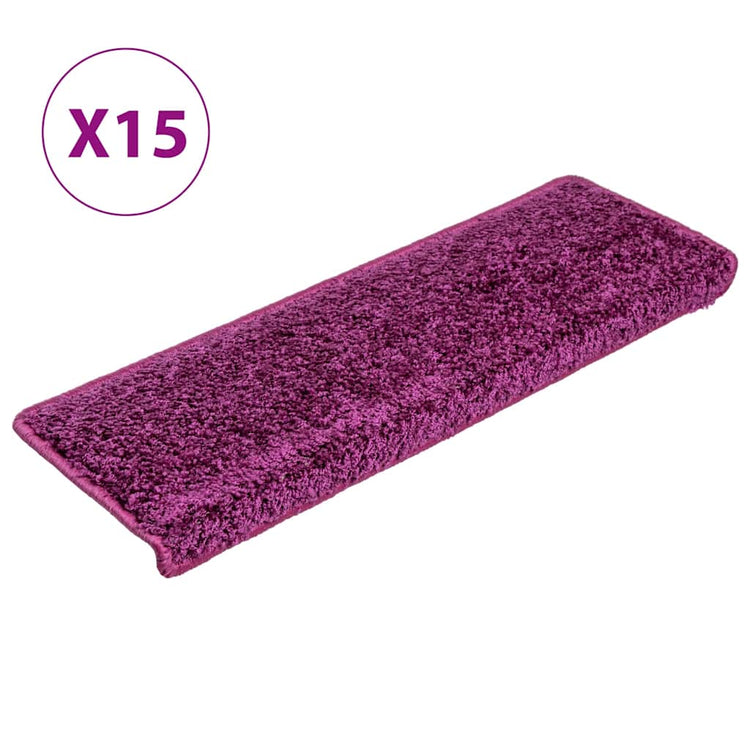 VidaXL tapis d'escalier 15 pcs 65x21x4 cm bord rectangulaire violet