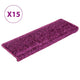 VidaXL tapis d'escalier 15 pcs 65x21x4 cm bord rectangulaire violet