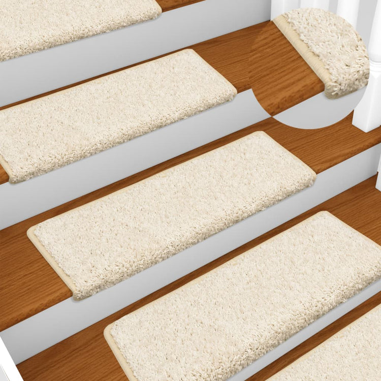 Vidaxx tapis d'escalier 15 pcs 65x21x4 cm bord rectangulaire blanc