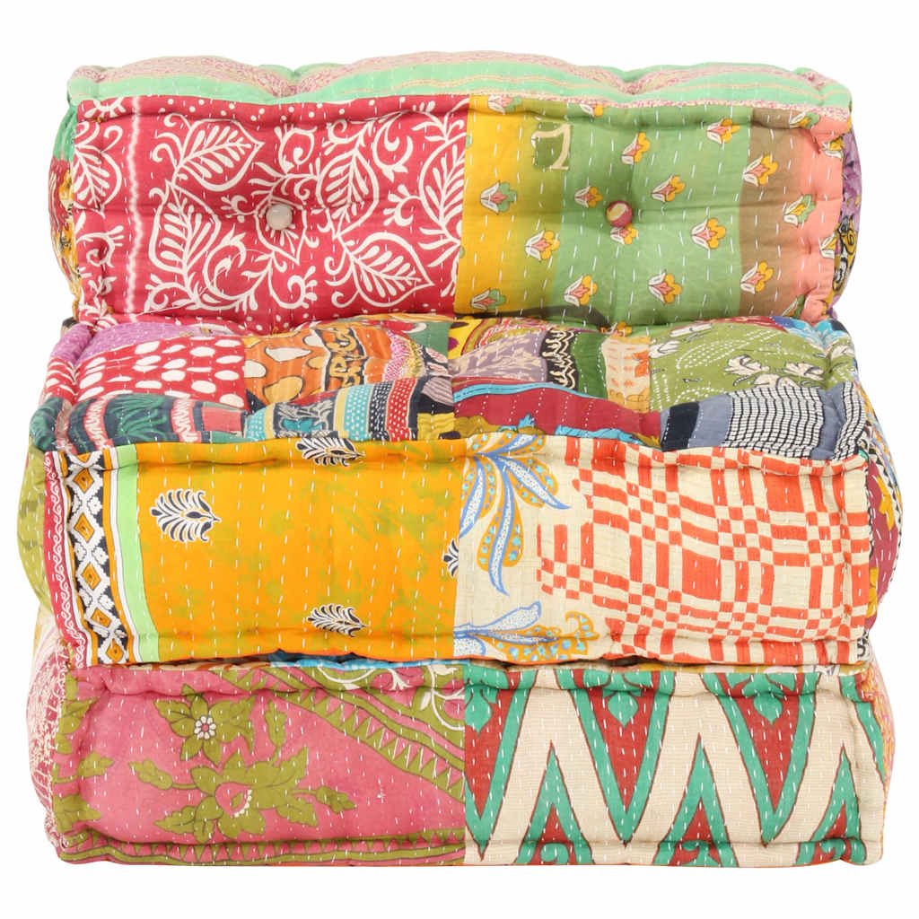 Vidaxl Pouf Patchwork en tissu modulaire