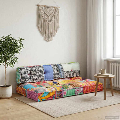 VidaXL coussin de canapé palette tissu patchwork multicolore