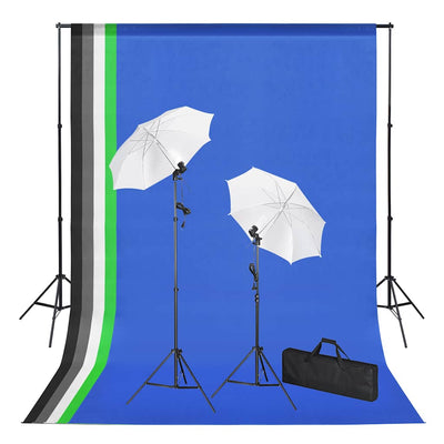 Ensemble de studio photo Vidaxl avec arrière-plans, lampes et parapluies