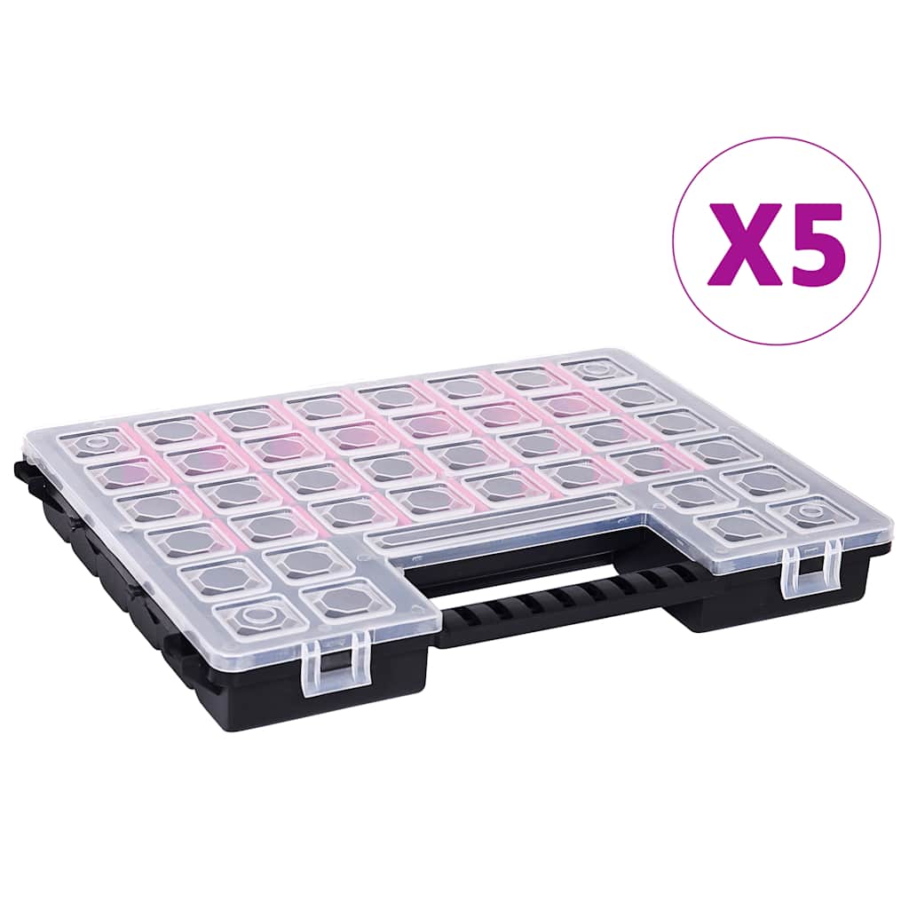 Vidaxx boîtes d'assortiment 5 pcs avec séparateurs 385x283x50 mm plastique