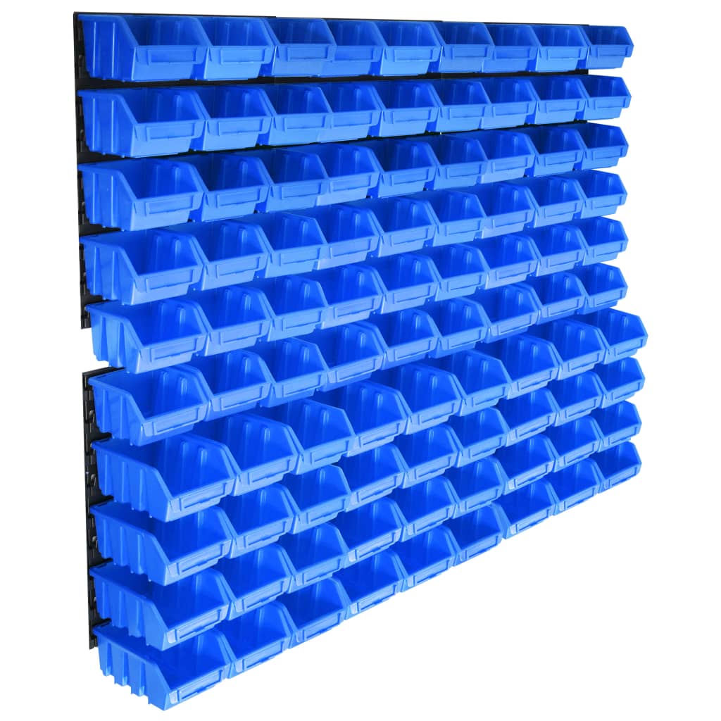 Ensemble de rangement Vidaxl 96 pièces avec panneaux muraux bleu