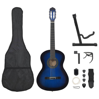 Ensemble de guitare Vidaxl 12 parties Classic débutant 4 4 39 Bleu