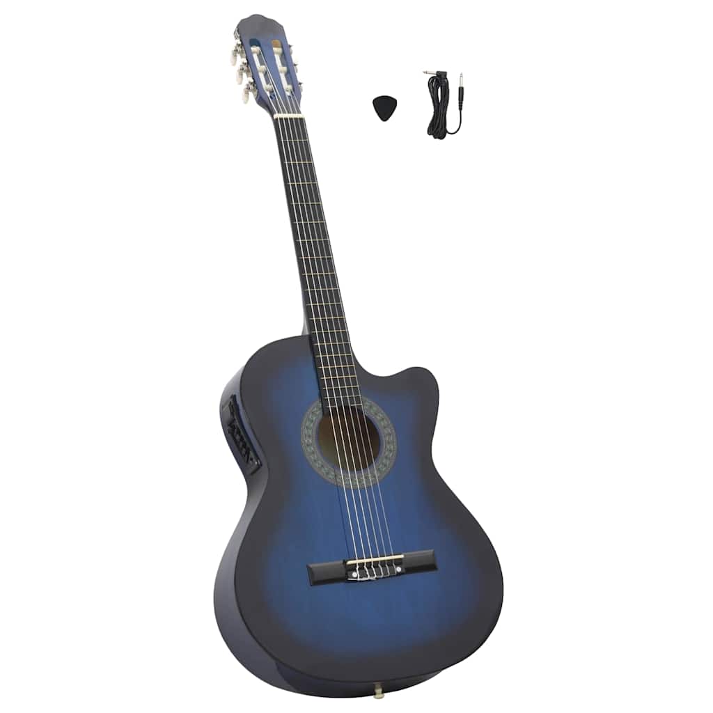 Guitare vidaxl Cutaway avec égaliseur 6 cordes occidentales classiques bleu