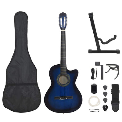 Ensemble de guitare Vidaxl 12 pièces avec égaliseur et 6 cordes Western Blue