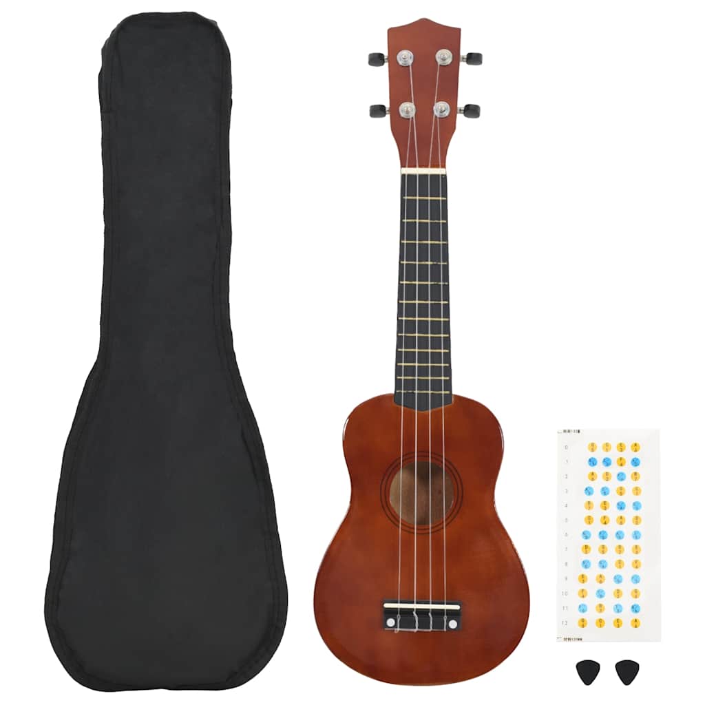 Vidaxl ukuleleleset avec sac pour enfants soprano 21 '' Darkhout colored