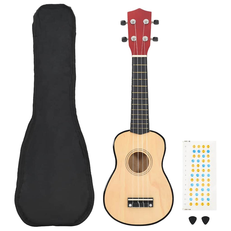 Vidaxl ukulelelet avec sac pour enfants soprano 23 '' coloré en bois clair