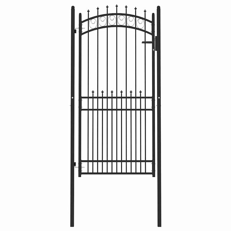Vidaxx porte de clôture avec clous noir 100 x 200 cm acier thermolaqué