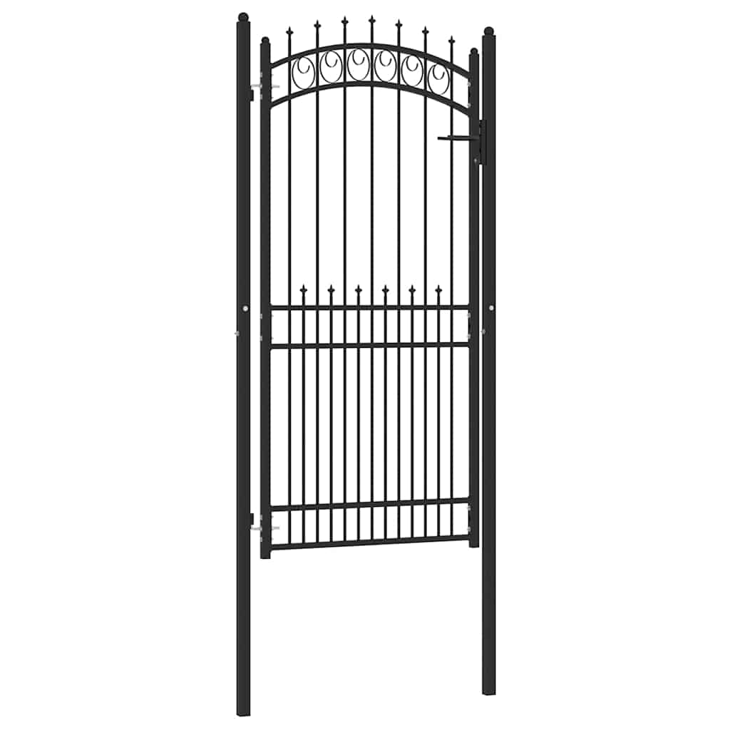 Vidaxx porte de clôture avec clous noir 100 x 200 cm acier thermolaqué