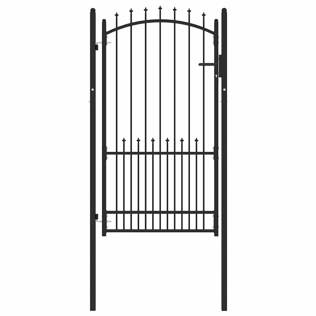 Vidaxx porte de clôture avec clous noir 100 x 175 cm acier thermolaqué