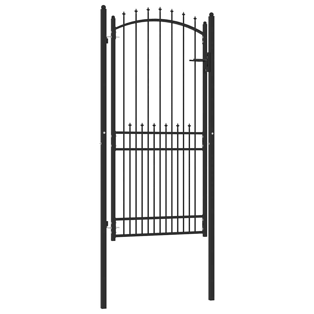Vidaxx porte de clôture avec clous noir 100 x 200 cm acier thermolaqué