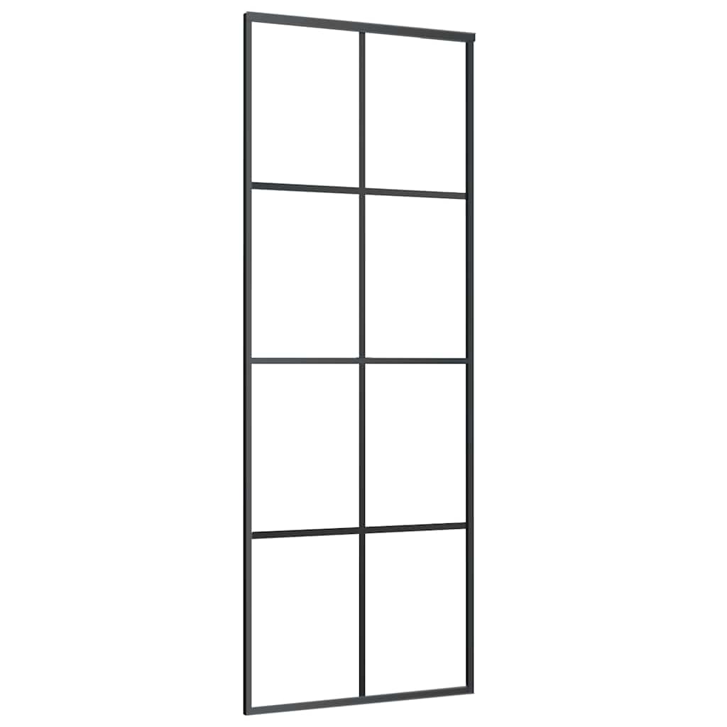 Vidaxl Porte coulissante 76x205 cm en aluminium et en verre ESG noir