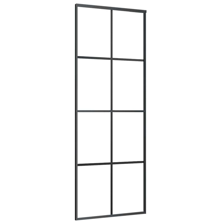Vidaxl Porte coulissante 76x205 cm en aluminium et en verre ESG noir