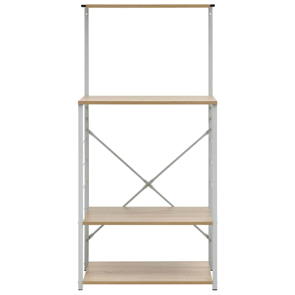 Armoire à micro-ondes Vidaxl 60x39.6x123 cm Bois transformé en blanc et en chêne de couleur