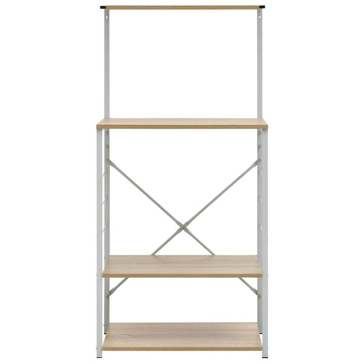 Armoire à micro-ondes Vidaxl 60x39.6x123 cm Bois transformé en blanc et en chêne de couleur