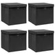 Boîtes de rangement vidaxl avec couvercle 4 pcs 32x32x32 cm tissu noir