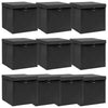 Boîtes de rangement vidaxl avec couvercle 10 pcs 32x32x32 cm tissu noir