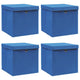 Vidaxx boîtes de rangement avec couvercle 4 pcs 32x32x32 cm tissu bleu
