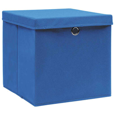 Vidaxx boîtes de rangement avec couvercle 4 pcs 32x32x32 cm tissu bleu