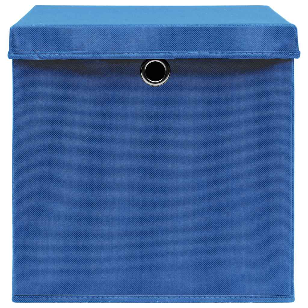 Vidaxx boîtes de rangement avec couvercle 4 pcs 32x32x32 cm tissu bleu