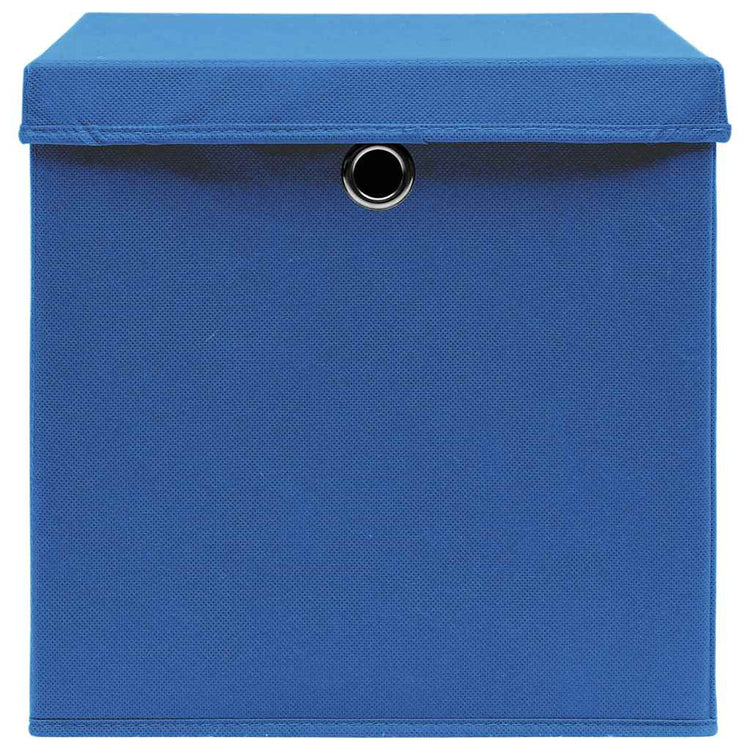 Vidaxx boîtes de rangement avec couvercle 4 pcs 32x32x32 cm tissu bleu