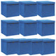 Boîtes de rangement vidaxl avec couvercle 10 pcs 32x32x32 cm Bleu