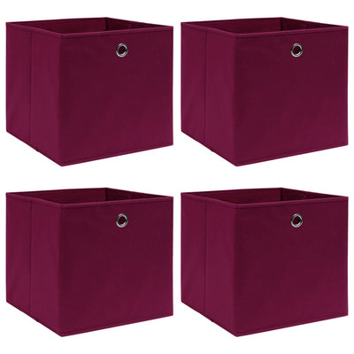 Boîtes de rangement Vidaxl 4 PCS 32x32x32 cm Tissu rouge foncé