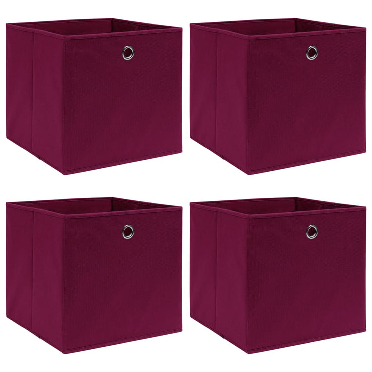 Boîtes de rangement Vidaxl 4 PCS 32x32x32 cm Tissu rouge foncé
