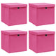 Boîtes de rangement Vidaxl avec couvercle 4 PCS 32x32x32 cm Fabric rose