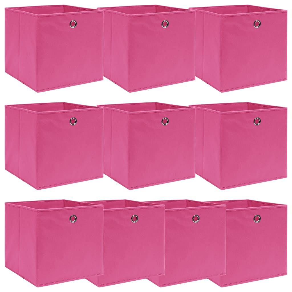 Boîtes de rangement Vidaxl 10 PCS 32x32x32 cm Fabric rose
