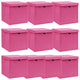 Boîtes de stockage Vidaxl avec couvercle 10 PCS 32x32x32 cm Fabric rose