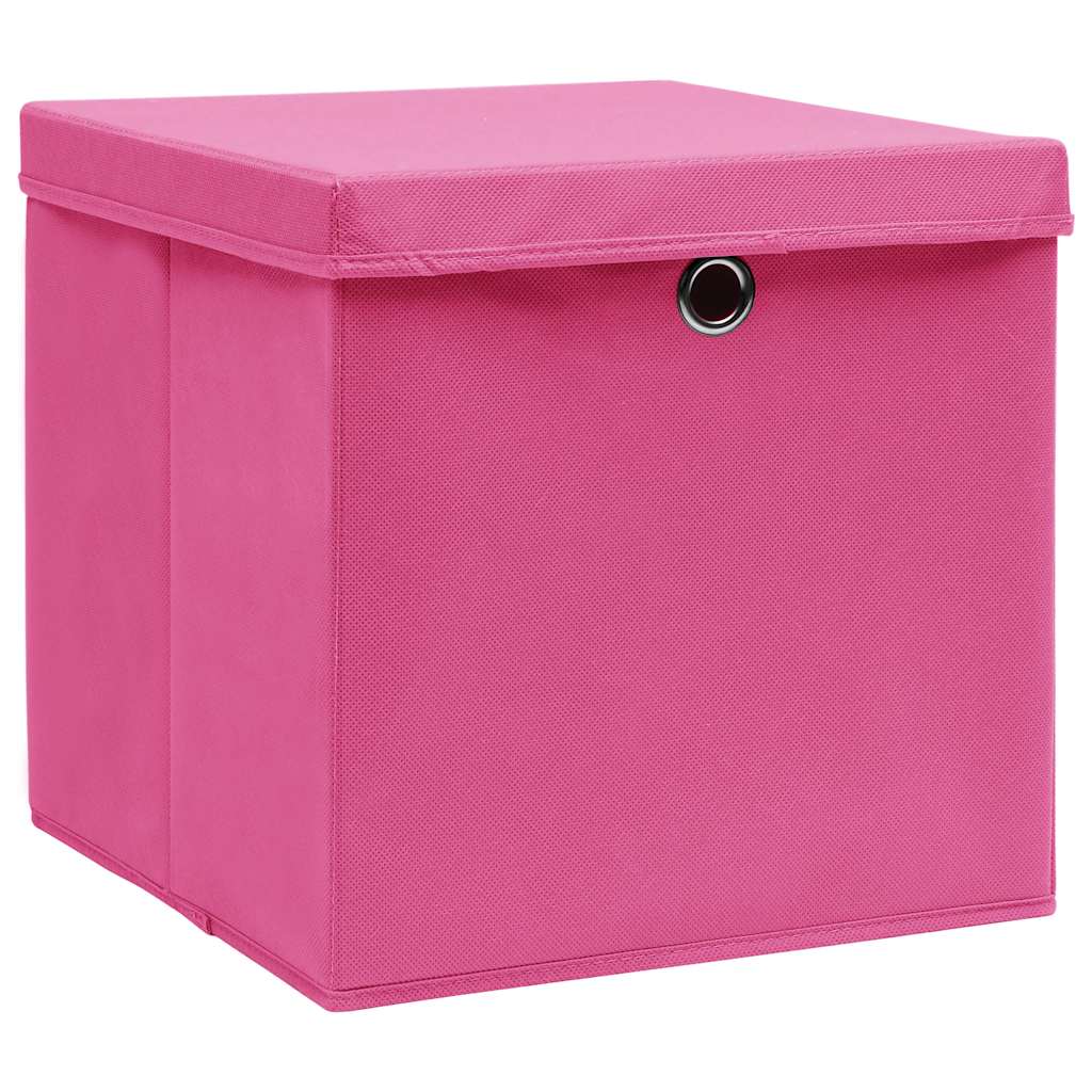 Boîtes de stockage Vidaxl avec couvercle 10 PCS 32x32x32 cm Fabric rose
