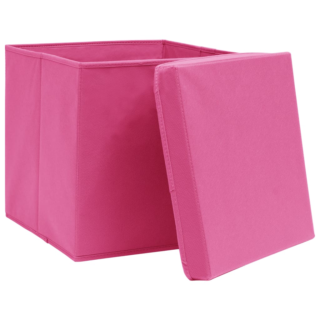 Boîtes de stockage Vidaxl avec couvercle 10 PCS 32x32x32 cm Fabric rose