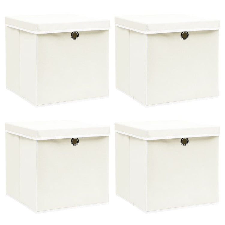 Boîtes de rangement Vidaxl avec couvercle 4 PCS 32x32x32 cm Fabric blanc
