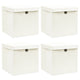 Boîtes de rangement Vidaxl avec couvercle 4 PCS 32x32x32 cm Fabric blanc