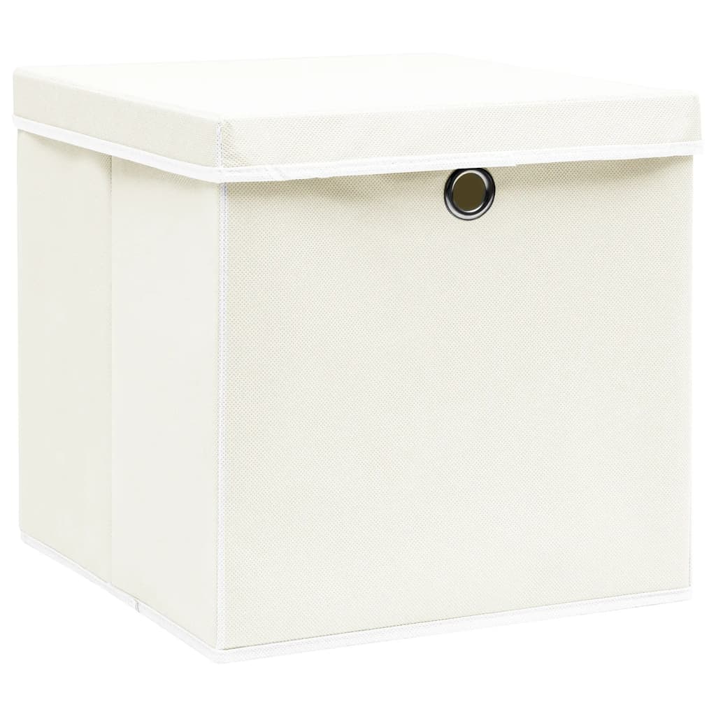 Boîtes de rangement Vidaxl avec couvercle 4 PCS 32x32x32 cm Fabric blanc