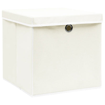 Boîtes de rangement Vidaxl avec couvercle 4 PCS 32x32x32 cm Fabric blanc