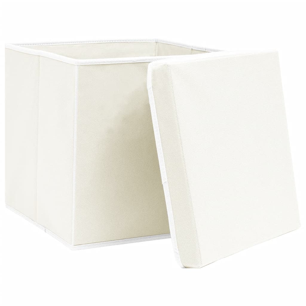 Boîtes de rangement Vidaxl avec couvercle 4 PCS 32x32x32 cm Fabric blanc